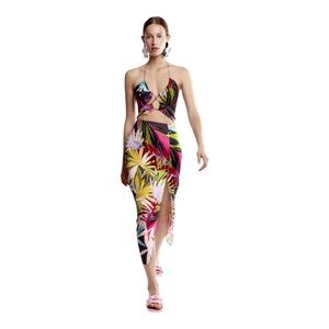 Zara Multicolor Leaf Print Dress